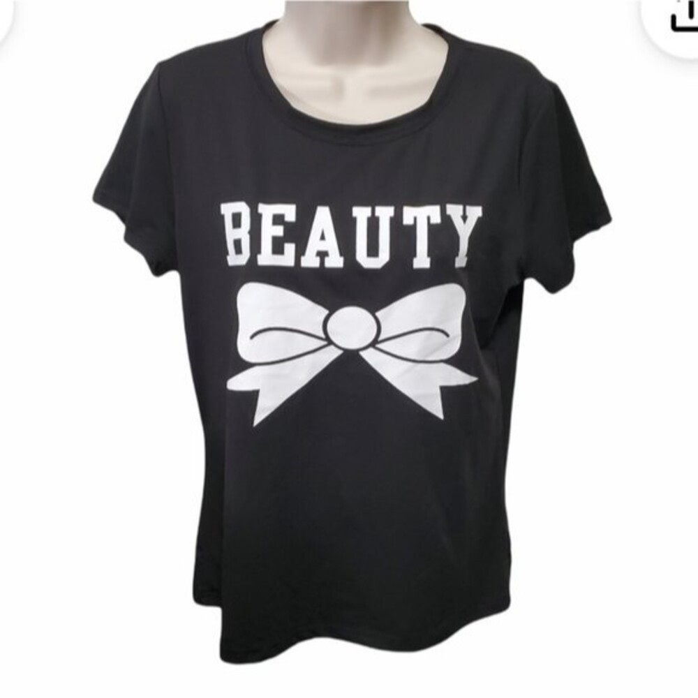 Black Beauty Bow T shirt Short Sleeves  Size M  Fancyqube *